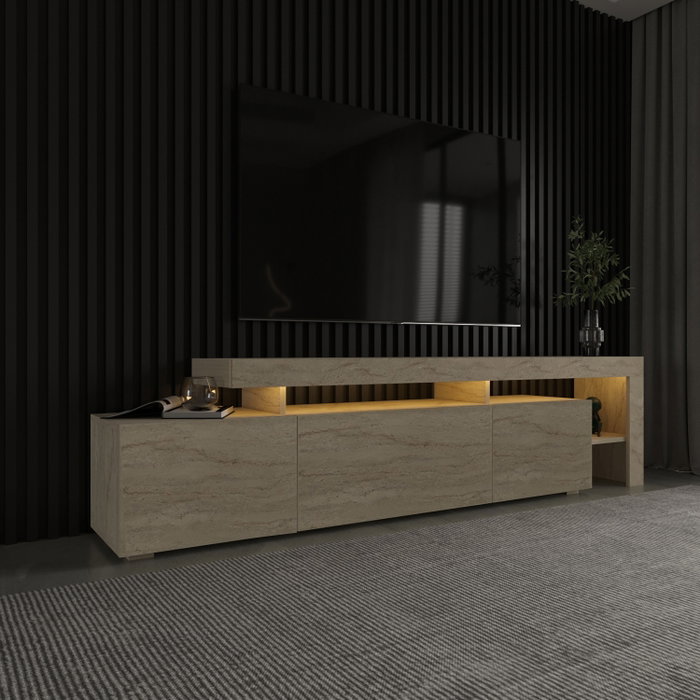 Hanah Home Beliz - Soporte de TV Travertino con Luces LED
